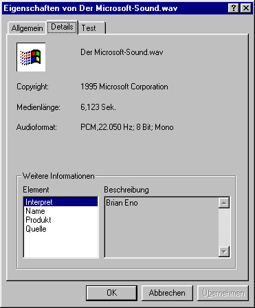 Eigenschaften von Der Microsoft-Sound.waw